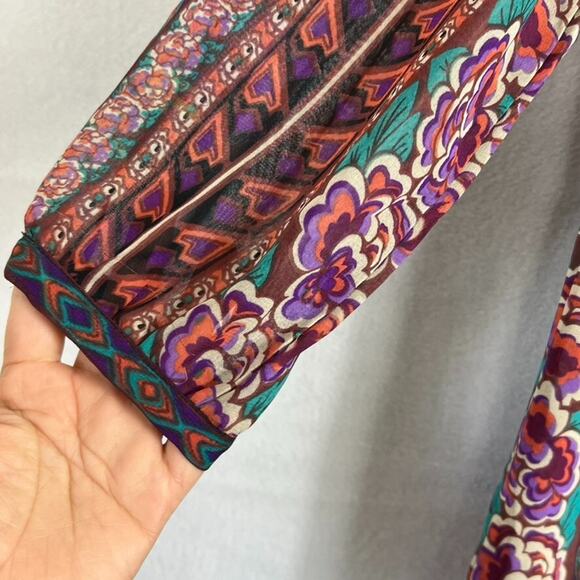 Love 21 Dress Women's Size Small Long Sheer Boho Chic Bohemian Floral Lagenlook - Picture 5 of 11